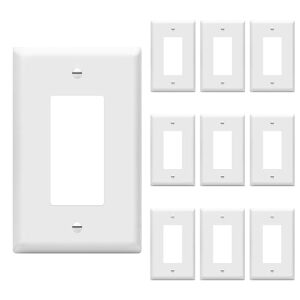 enerlites decorator light switch or receptacle outlet wall plate, gloss finish, mid-size 1-gang 4.88" x 3.11", polycarbonate thermoplastic, ul listed, 8831m-w-10pcs, white (10 pack)