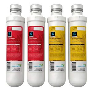 aquaticlife twist-in ro/rodi replacement cartridges - includes 2 carbon block filters and 2 sediment cartridges, 3 and 4-stage reverse osmosis deionization systems