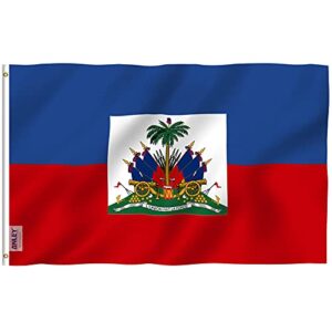 anley fly breeze 3x5 foot haiti flag - vivid color and fade proof - canvas header and double stitched - haitian national flags polyester with brass grommets 3 x 5 ft