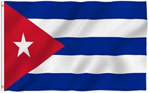 anley fly breeze 3x5 foot cuba flag - vivid color and fade proof - canvas header and double stitched - cuban national flags polyester with brass grommets 3 x 5 ft