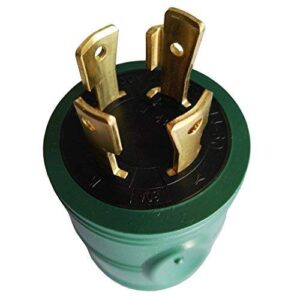 parkworld 691784 rv power adapter l14-30p to tt-30r, 30 amp 4-prong generator locking l14-30 male plug to rv tt-30 female receptacle (green)