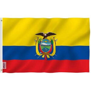 anley fly breeze 3x5 foot ecuador flag - vivid color and fade proof - canvas header and double stitched - ecuadoran national flags polyester with brass grommets 3 x 5 ft