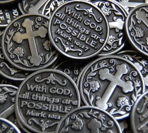 set of 25 with god all things are possible pocket token coins