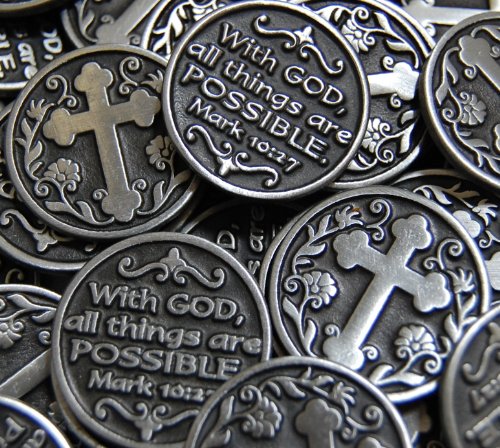 Set of 25 With God All Things Are Possible Pocket Token Coins