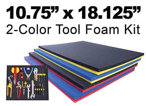 5S TOOL BOX SHADOW FOAM ORGANIZERS ( 2 COLOR) FITS CRAFTSMAN MODEL# 112225 TOP BOX (10.75" x 18.125", Black Top/Red Bottom)