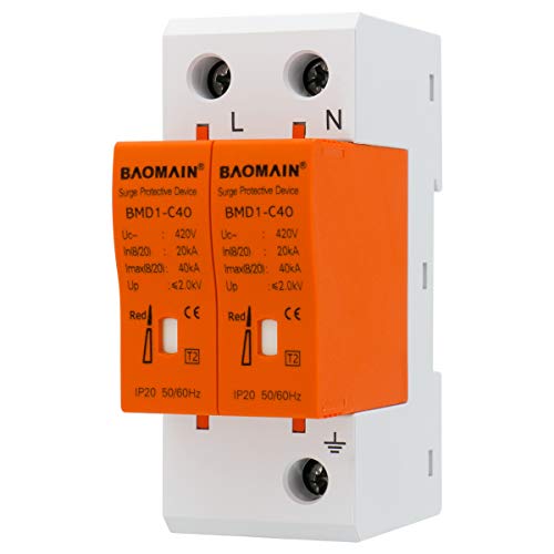 Baomain Surge Protection Breaker Device Arrester BMD1-C40 Arrester White 1P+N 20-40KA 420V