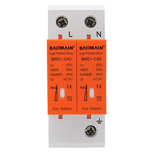 Baomain Surge Protection Breaker Device Arrester BMD1-C40 Arrester White 1P+N 20-40KA 420V