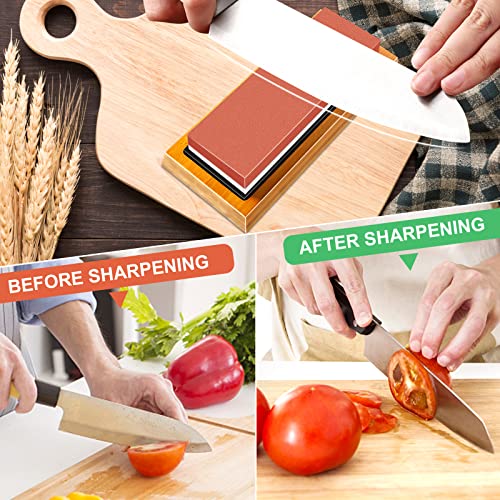 Sharpening Stone Whetstone Knife Sharpener Stone, Chefic 3000/8000 Grit Knife Sharpening Kit Wet Stone with Flattening Stone, Angle Guide, Non Slip Bamboo Base for kitchen, pocket knife sharpener