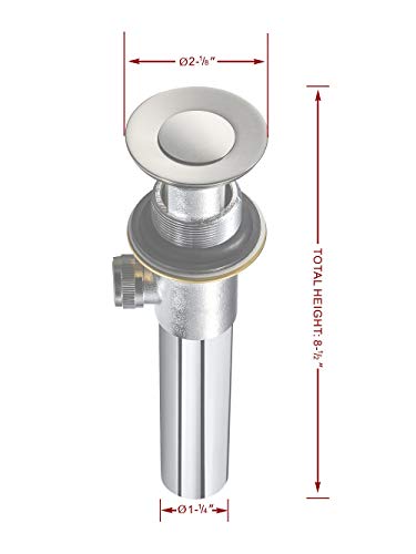 Purelux Bathroom Sink Drain Stopper Assembly with Lift Rod and Overflow, Chrome Finish
