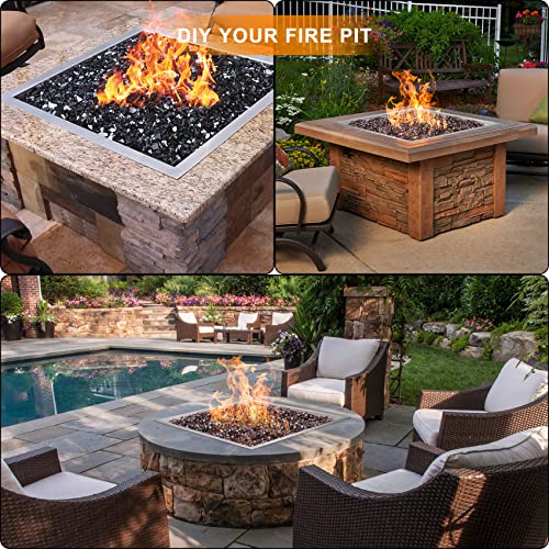 Onlyfire Square Stainless Steel Drop-in Fire Pit Burner Ring and Pan Assembly, 30-Inch