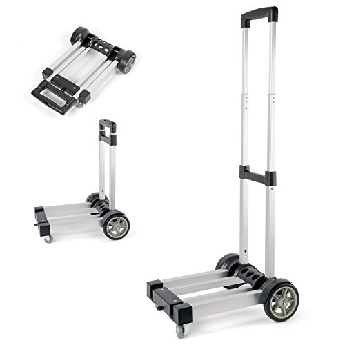 Waygo Aluminum Folding Hand Truck, Light Weight Foldable Dolly, Folding Cart with Wheels for Cargo and Shopping