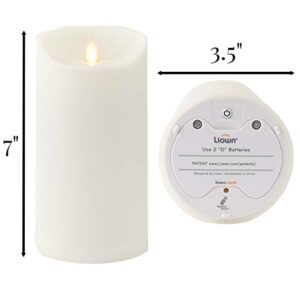 Liown Outdoor Moving Flame Candle: LED Battery Operated Waterproof Plastic Flickering Indoor Outdoor Flameless Candles with Timer (7" Ivory)