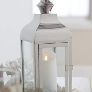 Liown Outdoor Moving Flame Candle: LED Battery Operated Waterproof Plastic Flickering Indoor Outdoor Flameless Candles with Timer (7" Ivory)