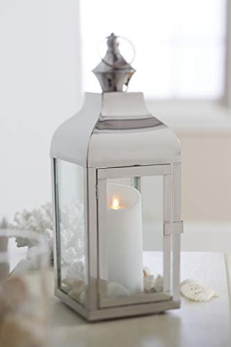 Liown Outdoor Moving Flame Candle: LED Battery Operated Waterproof Plastic Flickering Indoor Outdoor Flameless Candles with Timer (7" Ivory)