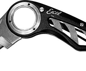 Excel Blades Revo Folding Pocket Utility Knife - Aluminum Body Heavy Duty Box Cutter with Holster, Anti-Slip Finger Loop Design Grip, Quick Change Blades and 3 Lock Positions Design, Black