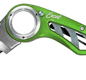 Excel Blades Revo Folding Pocket Utility Knife - Aluminum Body Heavy Duty Box Cutter with Holster, Anti-Slip Finger Loop Design Grip, Quick Change Blades and 3 Lock Positions Design, Green