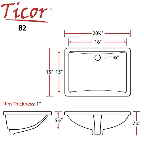 Ticor 20-1/2" Square White Porcelain Undermount Bathroom Vanity Sink Ceramic NEW