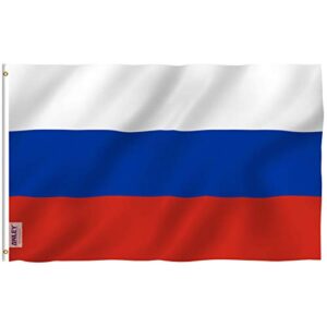 anley fly breeze 3x5 foot russia flag - vivid color and fade proof - canvas header and double stitched - russian federation national flags polyester with brass grommets 3 x 5 ft