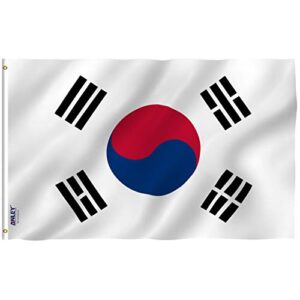 anley fly breeze 3x5 foot south korea flag - vivid color and fade proof - canvas header and double stitched - s korean national flags polyester with brass grommets 3 x 5 ft