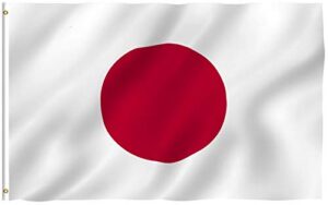 anley fly breeze 3x5 foot japan flag - vivid color and fade proof - canvas header and double stitched - japanese national flags polyester with brass grommets 3 x 5 ft