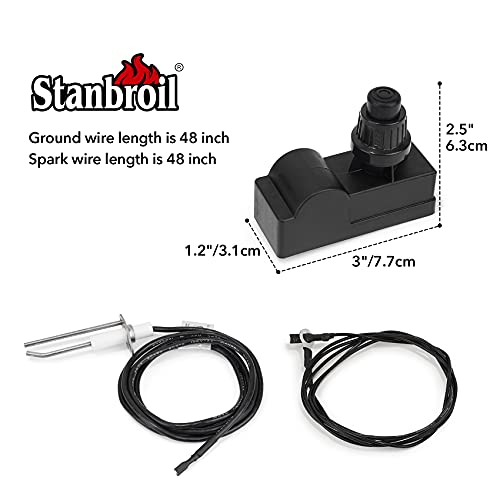 Stanbroil Fire Pit Push Button Ignition Kit with 2 Outlet and Ground Wire for Fire Pit Gas Burner System, AAA Battery