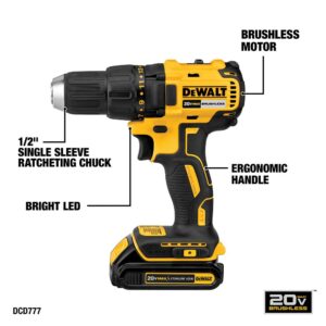 DEWALT 20V MAX* Cordless Drill Combo Kit , Brushless, (DCK277C2)