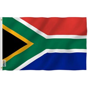 anley fly breeze 3x5 foot south africa flag - vivid color and fade proof - canvas header and double stitched - south african national flags polyester with brass grommets 3 x 5 ft