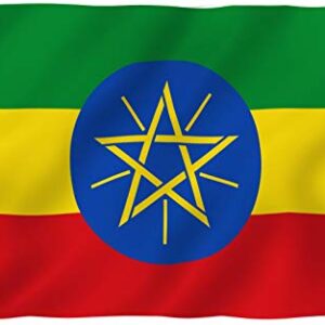 ANLEY Fly Breeze 3x5 Foot Ethiopia Flag - Vivid Color and Fade Proof - Canvas Header and Double Stitched - Ethiopian National Flags Polyester with Brass Grommets 3 X 5 Ft