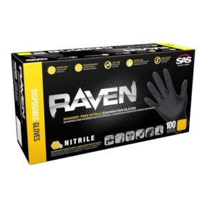 Raven 66519 SAS Safety Powder-Free Nitrile Disposable Glove, X-Large, 7 mil Thick, Pack of 100