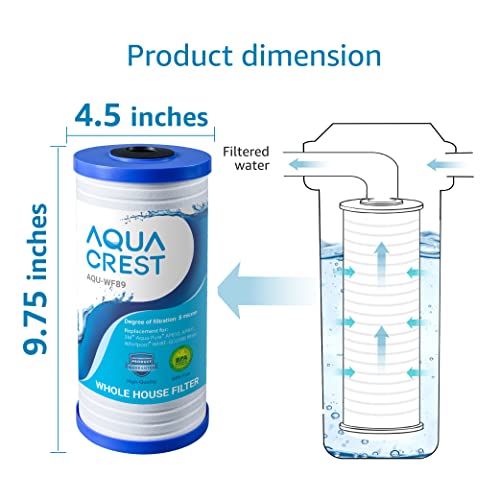 AQUACREST AP810 Whole House Water Filter, Replacement for 3M® Aqua-Pure AP810, AP801, AP811, Whirlpool® WHKF-GD25BB, WHKF-DWHBB, 5 Micron, 10" x 4.5", Well & Tap Water Filter, Pack of 3