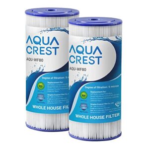 aquacrest fxhsc whole house water filter, replacement for ge® fxhsc, gxwh40l, gxwh35f, american plumber w50pehd, w10-pr, culligan® r50-bbsa, 5 micron, 10" x 4.5", high flow sediment filters, pack of 2