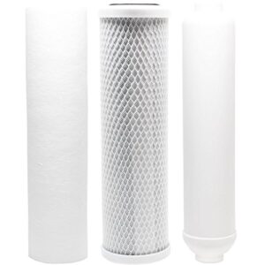 compatible for replacement filter kit for puromax pc4 ro system - includes carbon block filter, pp sediment filter & inline filter cartridge