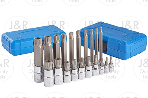 J&R Quality Tools 20pc XZN 12 Point MM Triple Square Spline Bit Socket Set Tamper Proof Set