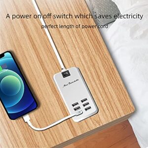 6 Ports USB Charger Hub Desktop US Plug AC Power Wall Travel Charging Adapter Slots Charging Station Extension Socket Outlet with Cable