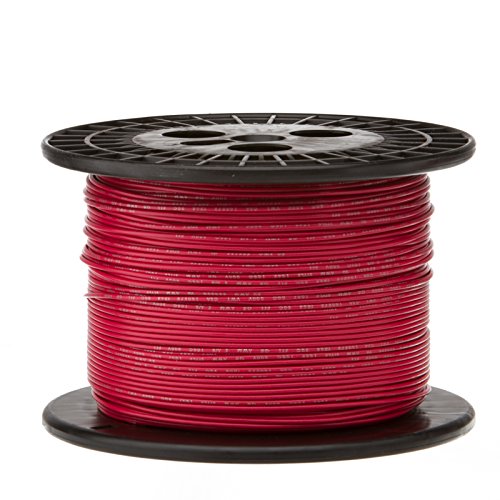 Remington Industries 20UL1007SLDRED1000 20 AWG Gauge Solid Hook Up Wire, 1000 feet Length, Red, 0.0320" Diameter, UL1007, 300 Volts