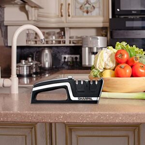 SHARPAL 104N Professional 5-in-1 Kitchen Chef Knife & Scissors Sharpener, Sharpening Tool for Straight & Serrated Knives, Repair and Hone both Euro/American and Asian Knife, Fast Sharpen Scissor