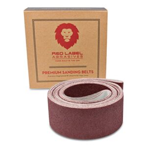 red label abrasives 2 x 72 inch flexible aluminum oxide premium quality multipurpose sanding belts 60, 80, 120, 220, 320, 400 grit, 6 pack assortment
