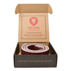 Red Label Abrasives 2 X 72 Inch Flexible Aluminum Oxide Premium Quality Multipurpose Sanding Belts 60, 80, 120, 220, 320, 400 Grit, 6 Pack Assortment