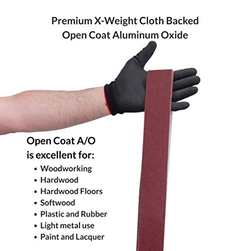 Red Label Abrasives 2 X 42 Inch Flexible Aluminum Oxide Premium Quality Multipurpose Sanding Belts 60, 80, 120, 220, 320, 400 Grit, 6 Pack Assortment