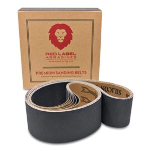 red label abrasives 2 x 42 inch silicon carbide extra fine grit sanding belts 600, 800, 1000 grits, 6 pack assortment
