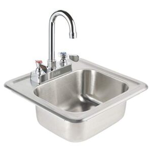 ace hs-0810ig mini 13" x 13" drop-in hand sink with lead free 3-1/2" spout faucet & strainer, etl certified
