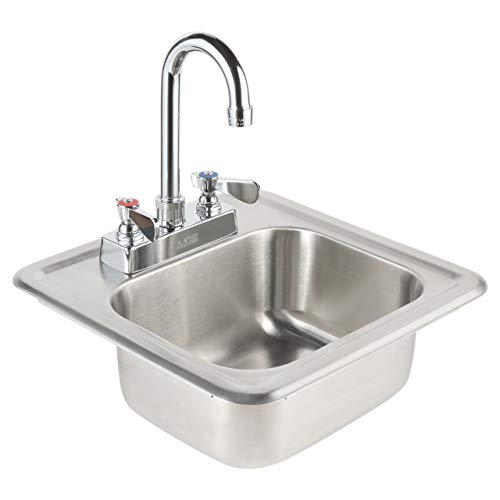 ACE HS-0810IG Mini 13" x 13" Drop-In Hand Sink with Lead Free 3-1/2" Spout Faucet & Strainer, ETL Certified