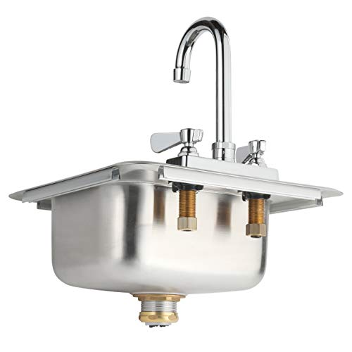 ACE HS-0810IG Mini 13" x 13" Drop-In Hand Sink with Lead Free 3-1/2" Spout Faucet & Strainer, ETL Certified