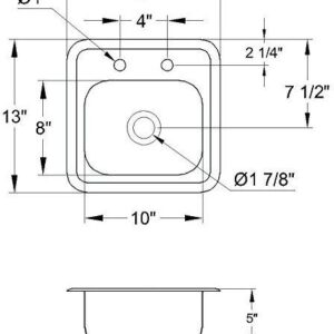 ACE HS-0810IG Mini 13" x 13" Drop-In Hand Sink with Lead Free 3-1/2" Spout Faucet & Strainer, ETL Certified