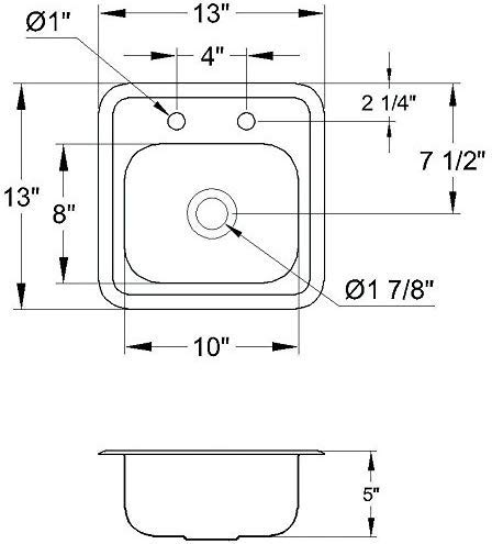 ACE HS-0810IG Mini 13" x 13" Drop-In Hand Sink with Lead Free 3-1/2" Spout Faucet & Strainer, ETL Certified