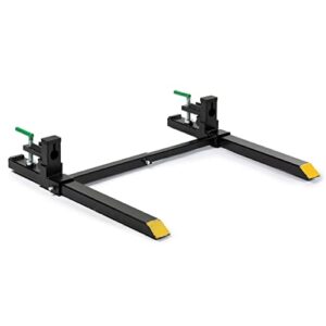 titan attachments light-duty 43" clamp-on pallet forks with adjustable stabilizer bar, 30" x 3" fork length, rated 1,500 lb, easy to install on loader or skid steer bucket