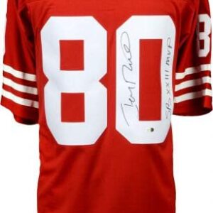 Jerry Rice San Francisco 49ers Autographed Mitchell and Ness Red Replica Jersey with "SB XXIII MVP" Inscription - Autographed NFL Jerseys