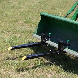 Titan Attachments Light-Duty 43" Clamp-On Pallet Forks with Adjustable Stabilizer Bar, 30" x 3" Fork Length, Rated 1,500 LB, Easy to Install on Loader or Skid Steer Bucket