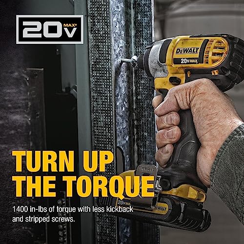 DEWALT 20V MAX Impact Driver Kit, 1/4-Inch, Battery and Charger Included (DCF885C1)