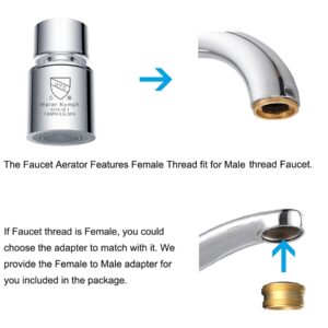 NSF Certified Faucet Aerator, CUPC Certification 360° Swivel Kitchen Sink Aerator, Dual-function 2-Flow Sprayer Faucet Head, Faucet Replacement Part 55/64 Inch Female Thread - Chrome